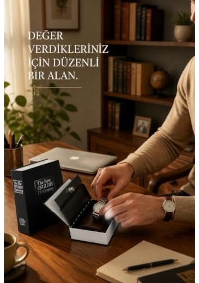 Busstier Kitap Görünümlü Gizli Kasa, Anahtarlı Kilitli Saklama Kutusu, Ev Ve Ofiste Değerli Eşyaları Düzenli Saklamak İçin, 180 X 115 X 55 Mm