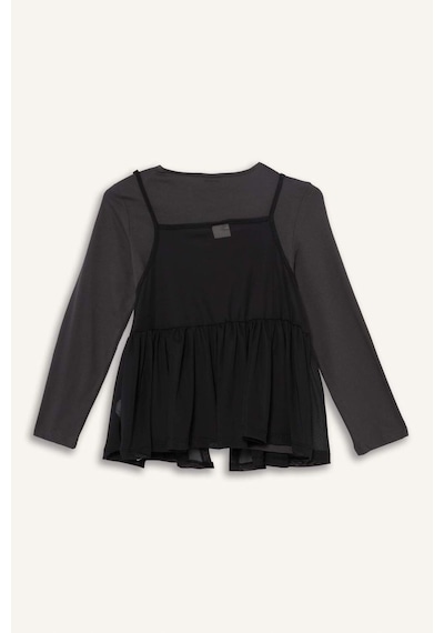 Defacto Kız Çocuk Loose Fit Bisiklet Yaka Baskılı Uzun Kollu Tişört G1083a825auar58 Antrasit