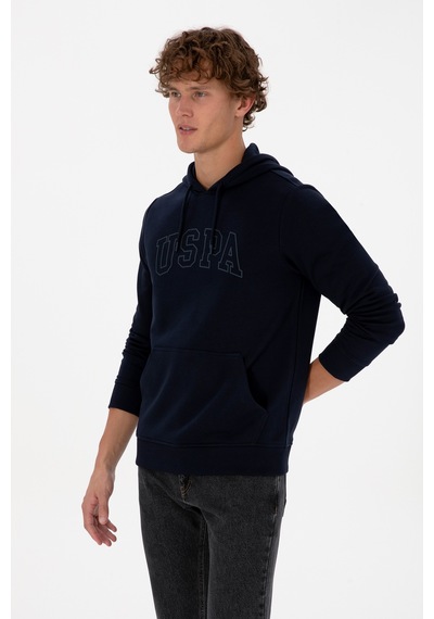 U.S. Polo Assn. Erkek Regular Fit Kapüşonlu Lacivert Basic Sweatshirt 50315663-VR033