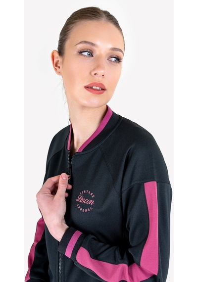 Lescon Siyah Kadın Fermuarlı Sweatshirt 23n-2122