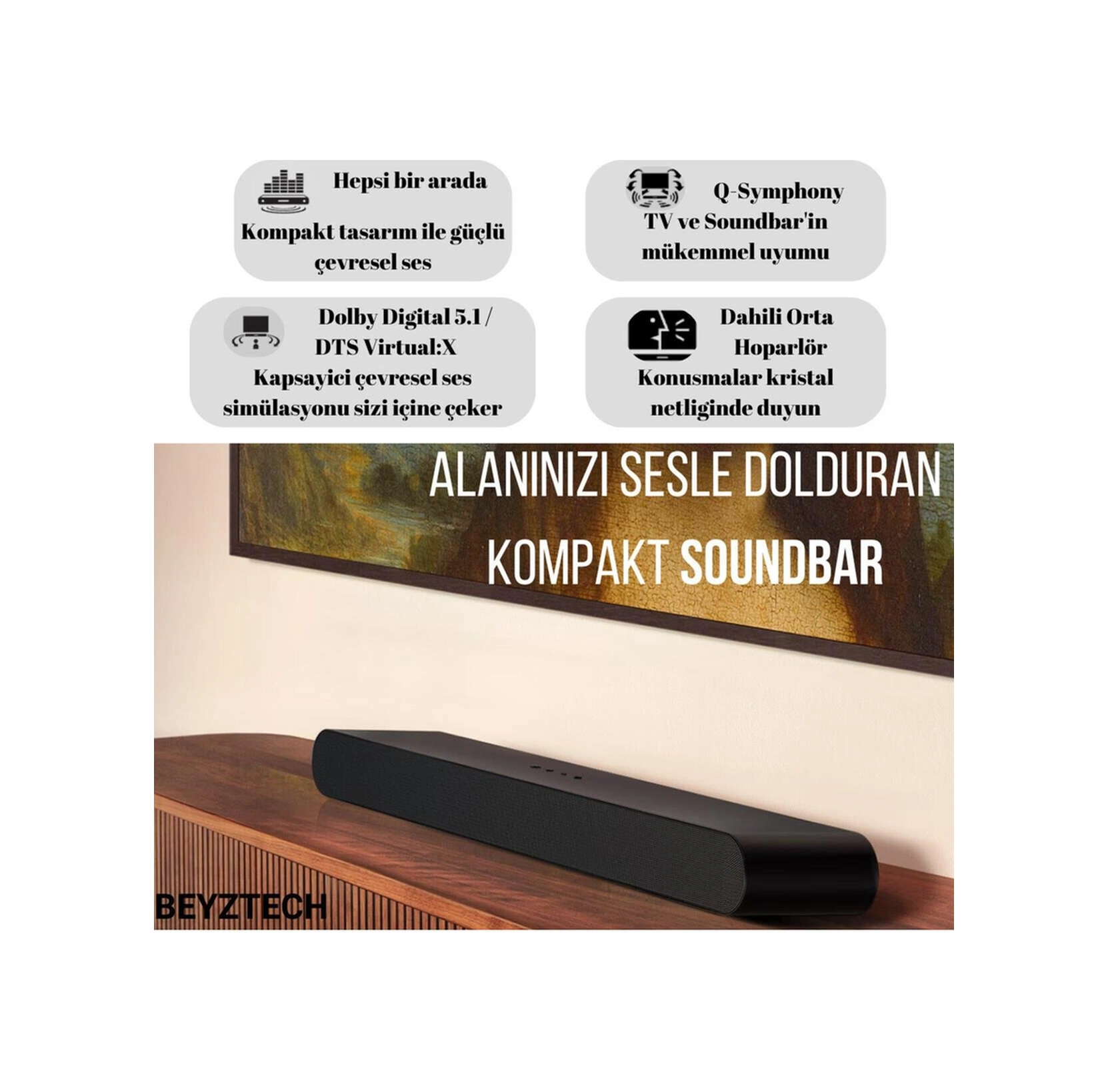 Q-symphony Dolby Digital 5.1 / Dts Virtual:x Dahili Orta Hoparlör Uyarlanabilir Sound Lite-115146