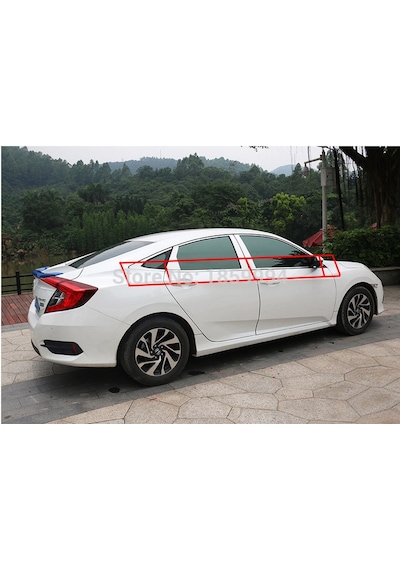 Honda Civic Fc5 8 Parça Krom Cam Çıtası 2016 - 2021 Mükemmel Mlz.