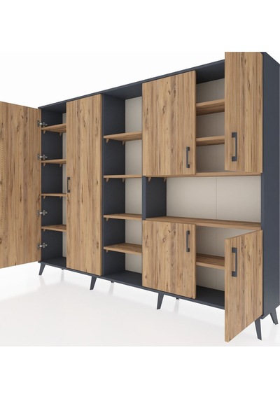 Arges Dolap 13 Raflı 6 Kapaklı 220x30x163 Antrasit-çam Atlas Çam - Antrasit Arges Dolap 13 Raflı 6 Kapaklı 220x30x163 Antrasit-çam Atlas Çam - Antrasit