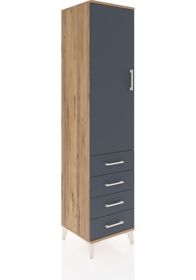 Hyperion Dolap 2 Raflı 4 Çekmeceli Tek Askılı 44x44x195 Çam-a... Çam