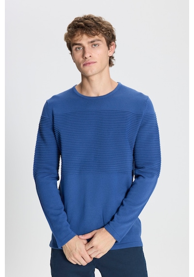 AC&Co / Altınyıldız Classics Erkek Indıgo Standart Fit Bisiklet Yaka Triko Kazak Indıgo