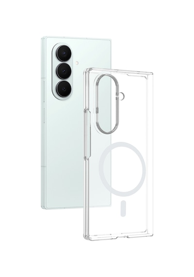 Samsung Uyumlu Galaxy Z Fold 6 Kılıf Kablosuz Şarj Ve Magsafe Destekli Slimsafe Premium Sert Pc Silikon Kapak Şeffaf