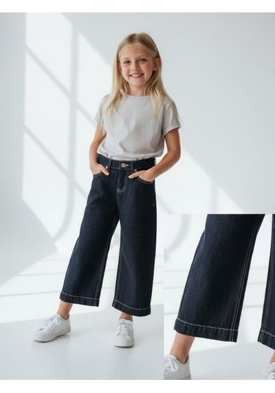 Zekids Kız Çocuk Modern Straight Fit Denim Pantolon-16768 Çok Renkli