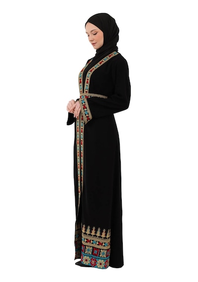 Zaytoon Filistin Nakışlı Lüks Lexus Kumaş Modern Abaya C100064 Çok Renkli