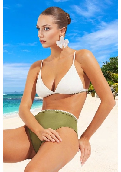 Ersefa Tasarım Bikini Takımı Yüksek Konfor Hızlı Kuruyan Özel Plaj Ve Ha Haki