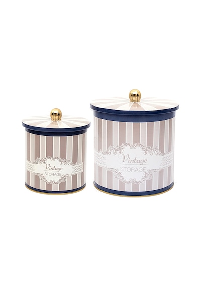 Evle Elegance Topuz Kulplu Saklama Kabı 2'li Set 17.5 x 18 CM + 14 x 15 CM