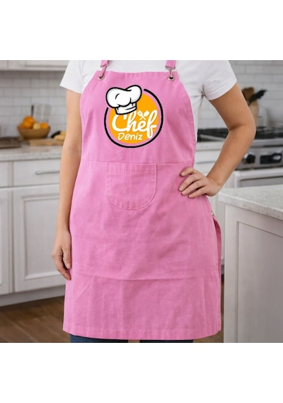 Bk Gift Kişiye Özel İsimli Pembe Mutfak Önlüğü -8, Aşçı Ve Şef Önlüğü, Ev Hediyesi Kobitmeyencom36652 Bk Gift Renkli