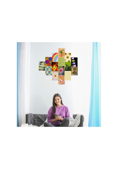 A5 Colorful Soft Poster Duvar Kağıdı Seti Renkli Estetik Duvar Kolajı Oda Süsleme Afiş Seti