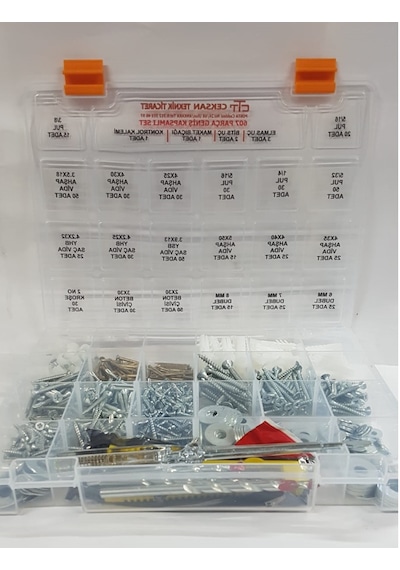 Vida -Dübel-Pul-Çivi -Hırdavat Seti 607 Parça Kullanışlı Set