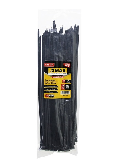 Siyah 3.6x250mm Plastik Cırt Kelepçe 100pcs 4741