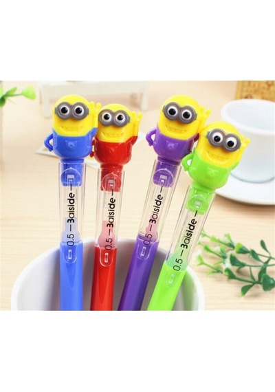 Sevimli Minion Figürlü 0.7 Versatil Uçlu Kalem, Kırmızı Kırmızı