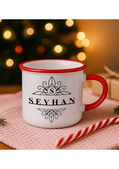 Bk Gift Kişiye Özel İsimli Kırmızı Emaye Kupa Bardak -10, Arkadaşa Hediye, Sevgiliye Hediye