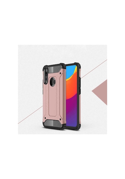 Noktaks - Huawei Uyumlu Huawei Y9 Prime 2019 / Y9 2019 - Kılıf Çift Katman Zırh Tank Crash Military Kapak - Rose Gold