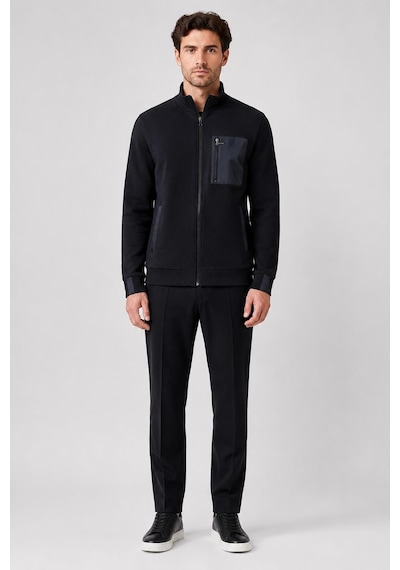 Alexandergardi Cep Detaylı Fermuarlı Dik Yaka Sweatshirt Siyah