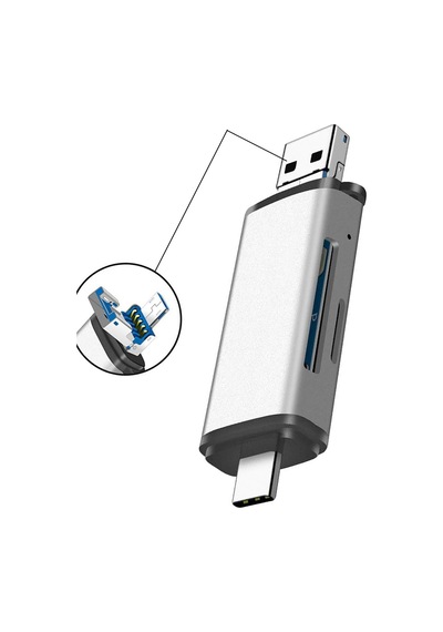 Type C Usb Kart Okuyucu Micro Sd Card Reader Çevirici Dönüştürücü Adaptör Ads-306