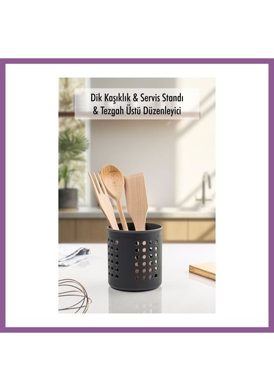 Bezos Füme Silindir Dik Kaşıklık & Tezgah Üstü Düzenleyici & Servis Standı Rengaren