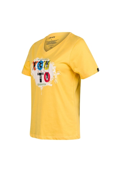 2as Alone Baskılı V Yaka Kadın T-shirt 403 Sarı