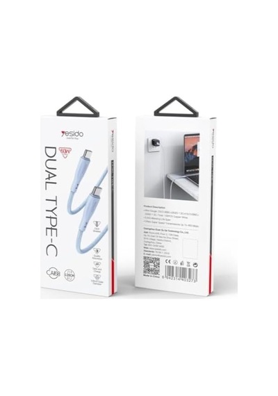 1.2m 60w Type-c To Type-c Pd Hızlı Şarj Kablosu - Mavi
