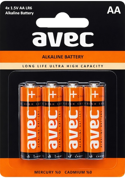 Avec 4lü Aa Lr6 Alkaline Kalın Kalem Pil Alkalin Saat Pili Alkali Pil 1.5v