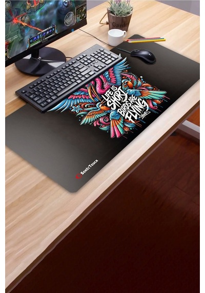 Sonictouch Ultragrand Life İs Short Birds Are Flying Grafiti Xxl Sıvı Geçirmez Gamer Klavye Mouse Pa Mousepad