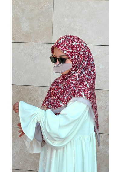 Qalortex Scarf Meyra Desen B.boy Eşarp - Bordo
