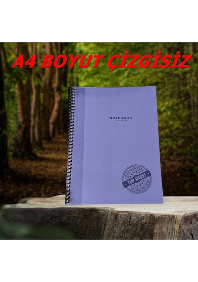 A4 Çizgisiz Hafif Kağıt 80 Yaprak Telli Defter Karton Kapak 60 Gr Ivory Kağıt Çok Renkli