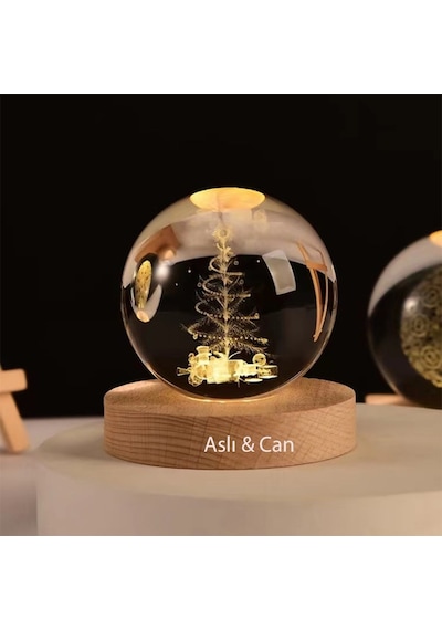 Kişiye Öze Lağaç Temalı Renk Değiştiren Işıklı Cam Küre 6cm