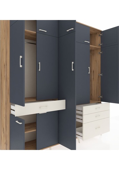 Hyperion Dolap 11 Raflı 4 Çekmeceli 2 Askılı 220x44x243 Çam-antrasit/aytaşı Antrasıt/aytası Hyperion Dolap 11 Raflı 4 Çekmeceli 2 Askılı 220x44x243 Çam-antrasit/aytaşı Antrasıt/aytası