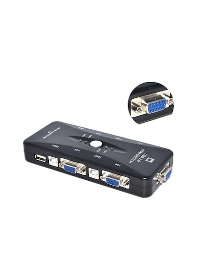 4 Port Usb Kvm Switch 4210A 4 Pc Kasa Tek Kontrol Çoklu Vga Kwm