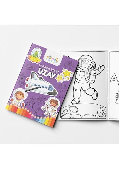İlk Boyama Kitabım - Eğlenceli Boyama Seti 2 - Uzay / Dinozorlar / Taşıtlar / Eşyalar