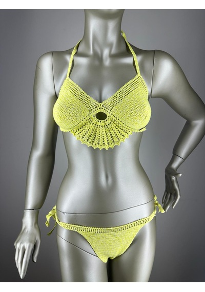 İvita Limon Sarısı Dantel Detaylı Çok Tarz El Yapımı Tığ Örgüsü Bikini