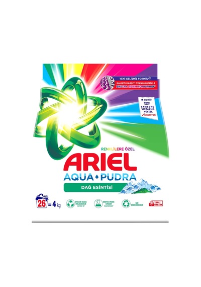 Ariel Dağ Esintisi Renklilere Özel Aquapudra Toz Çamaşır Deterjanı 4 KG