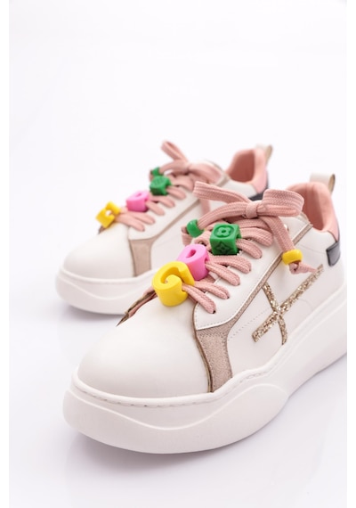 Dgn 1023 Kadin Sneaker Ayakkabi 1023-2007-R0275 Beyaz - Pudra