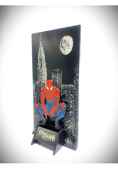 Dükkan Design Lazer Kazıma El Boyama Örümcek Adam Ahşap Biblo Demonte