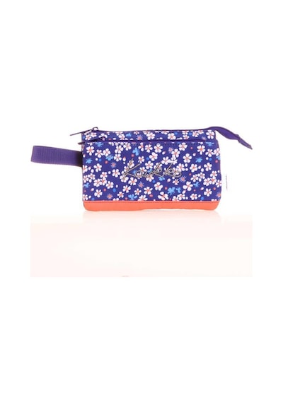 Kaukko Hat Accordion Kalem Çantası Navy Blue Flowers K2677