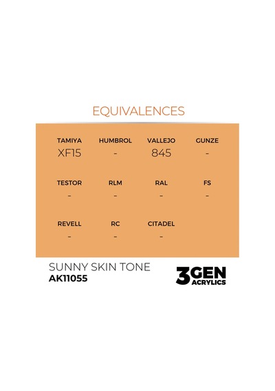 Ak Interactive 11055, 17 Ml. 3gen Sunny Skin Tone Maket Boyası Standart