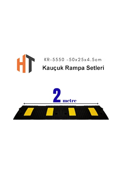 2 Metre Kauçuk Rampa, Otopark Rampası, Kaldırım Rampası 25 X 50 X 4,5 Cm