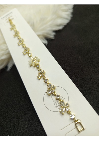Fushıon Zirkon Taşlı Altın Kaplama Flower Çelik Bileklik Gold