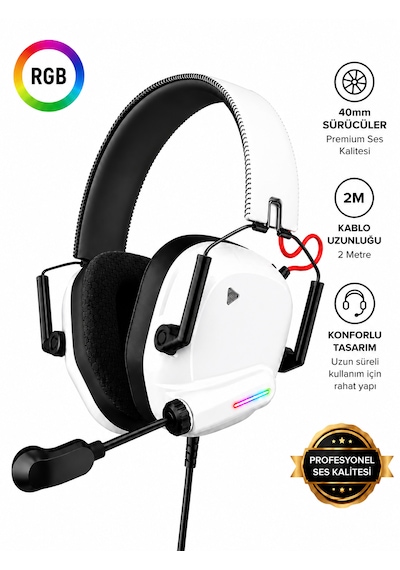 Rgb Işıklı Oyuncu Kulaklığı Sanal 7.1 Çevresel Ses Gürültü Önleyici Kulak Üstü Headset