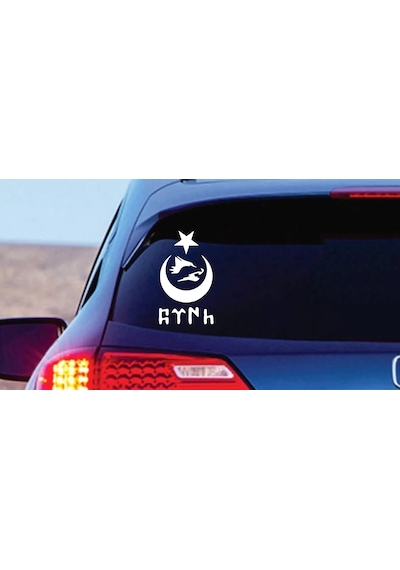 Kurt Ay Yıldız Ve Türk Yazı Sticker - Araba Oto Motosiklet Karavan Sticker - 00672 20x12 Cm