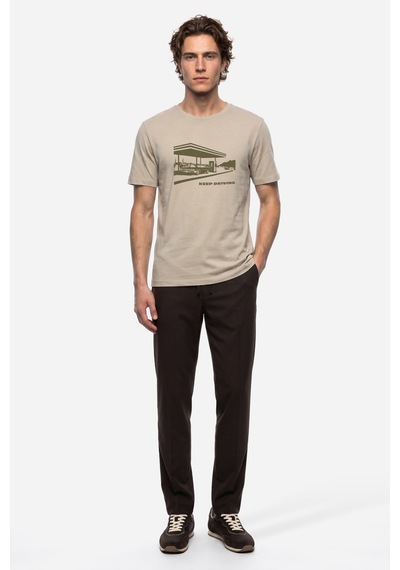 Mudo Erkek Erkek Kahverengi Beli Lastikli Straight Fit Pantolon 1271206