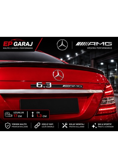 Mercedes 6.3 Amg Bagaj Yazısı Arka Amblem Metal Krom Tasarım
