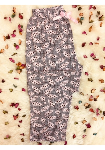 Cepsiz Viskon Yazlık Kadın Pijama Altı Gri