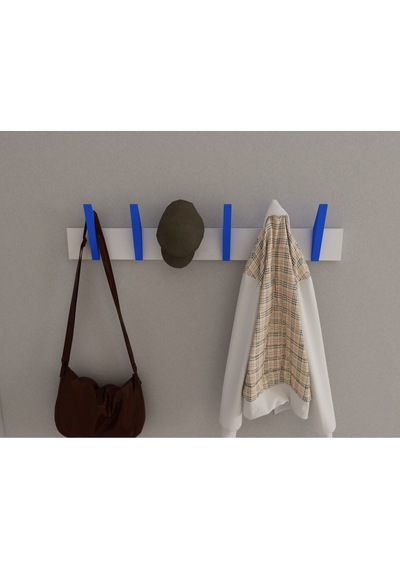 Hepsi3boyutlu Modern Duvar & Kapı Kanca Askılık - 6 Adet Mavi Kanca Askılık - Model No : 4 Mavi