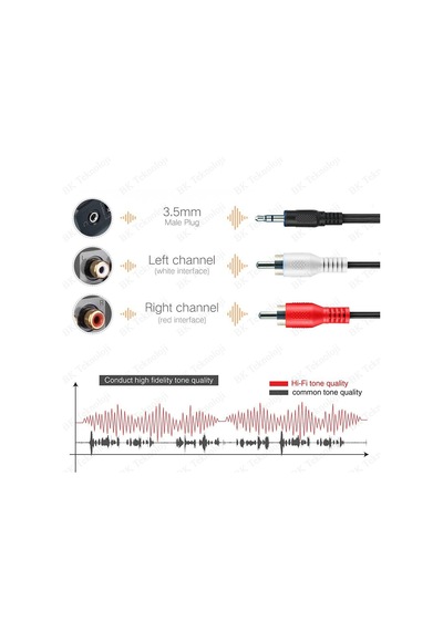 3.5 mm Erkek to 2 RCA Erkek Ses Kablosu - 1.5 Metre