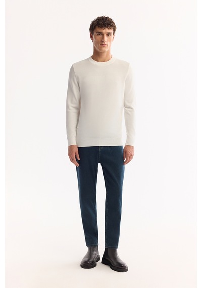 Avva Erkek Ekru Bisiklet Yaka Rayon Tüylenmeyen Dokulu Triko Regular Fit Kazak A52y5018